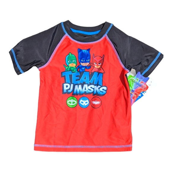 PJ Masks Boys 3T Red/Black Team PJ Masks Graphic Rash Guard - Picture 1 of 6